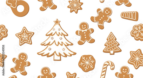 A delightful collection of festive gingerbread cookies in various charming shapes.