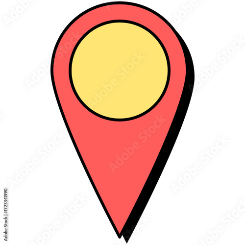 CartoonStyle Red and Yellow Location Pin with Black Outline. Free Download CartoonStyle Red and Yellow Location Pin with Black Outline. - GFXLoad