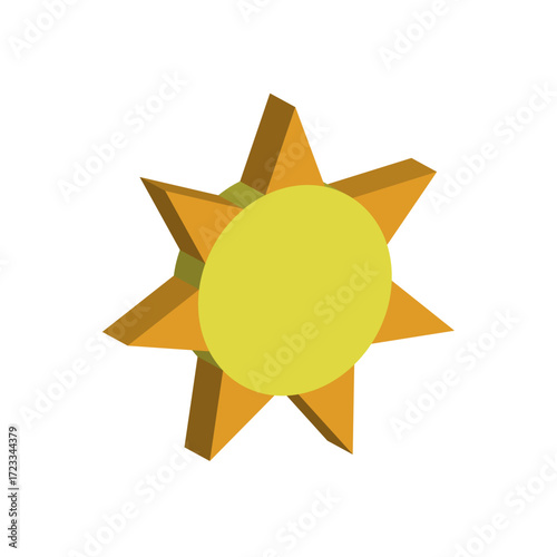 Sun illustration. Hot solar orb. Bright sunlight graphic. Vector weather icon.