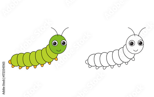 Cute caterpillar kids drawing page, perfect for coloring and fun learning activities for children.