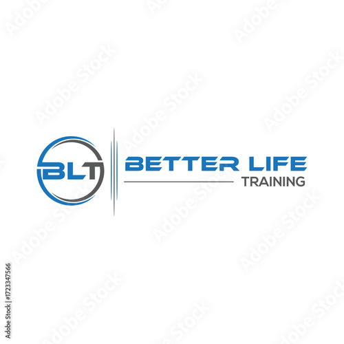 Better life training logo with blue letters