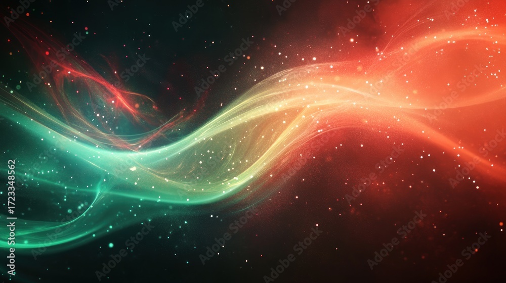 Fototapeta premium Abstract swirling, glowing lines of teal and orange in a dark background