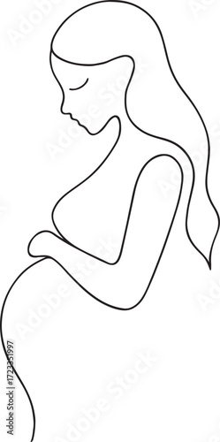 Sketch of a pregnant woman's silhouette,