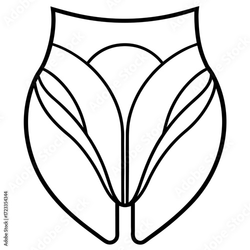 Human pelvic muscles  icon line airt vector outline Illustrations on white background.