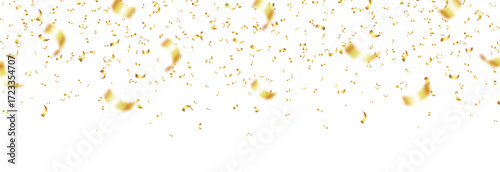 Vector golden confetti PNG. Confetti falling from above on an isolated transparent background. Suitable for Christmas or holiday scenes.