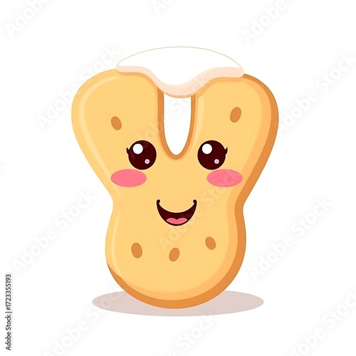 Funny cartoon baby pig character with a smiling face