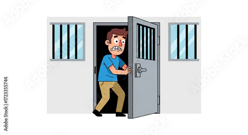 Man Behind Bars in Jail Cell