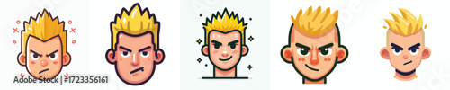 vector avatar of a person with yellow colored mohawk hair