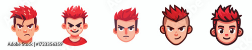 vector avatar of a person with red colored mohawk hair