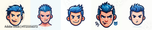 vector avatar of a person with blue colored mohawk hair