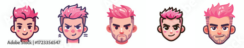 vector avatar of a person with pink colored mohawk hair