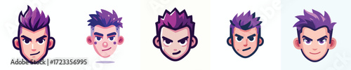 vector avatar of a person with colored purple mohawk hair