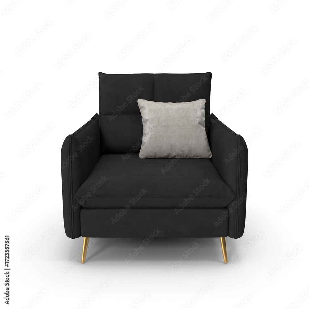 Naklejka premium 3D black sofa with pillows
