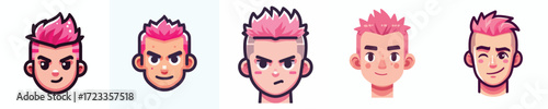 vector avatar of a person with colored pink mohawk hair