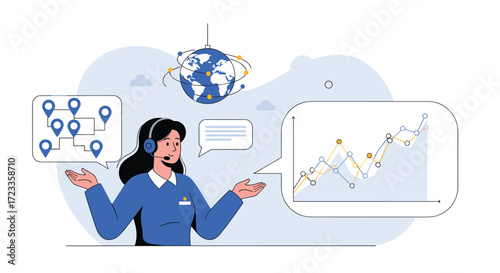 Customer service representative assisting with global logistics and financial analysis.