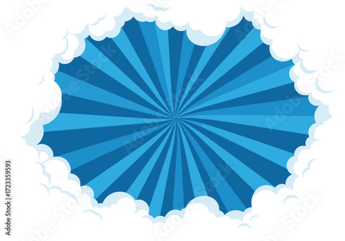 Explosion of Blue Rays Behind Clouds.