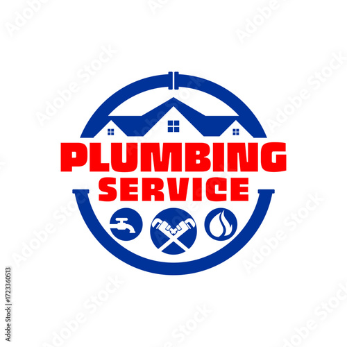 Plumbing Service Logo Template, Water Service Logo