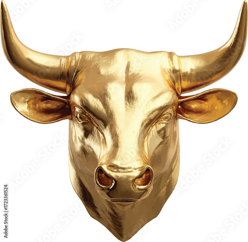 3d icon of a golden bull's head on a white background, high resolution