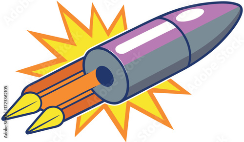 Cartoon Rocket Blast, Space Rocket Illustration, Funny Rocket Ship, Cute Space Clipart, Cartoon Science Vector, Kids Rocket Cartoon, Launching Rocket Design, Cartoon Space Symbol, Space Travel Clipart