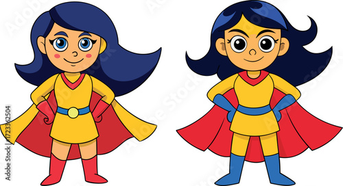 Super Girl Cartoon, Cute Superhero Girl Clipart, Female Hero Vector, Powerful Girl Illustration, Kids Superhero Clipart, Super Heroine Character, Strong Girl Cartoon, Cartoon Superwoman Clipart, Girl 