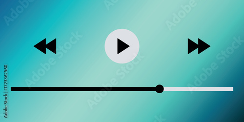 Template video player for web and mobile apps. Modern multimedia playback application. Audio player control panel, media music player.