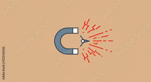 Magnetic attraction concept with a force field drawing attention to a central point