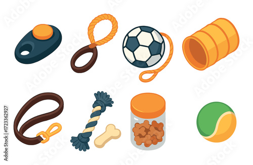 Dog training accessories: clicker, toys, treats, leashes, and more