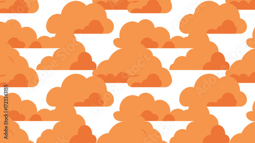 Seamless Orange Cloud Pattern Background. Abstract Graphic Design with Organic Shapes and Modern Aesthetic.