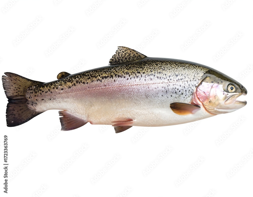 Naklejka premium Whole trout, profile view, isolated