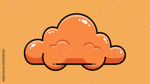 Smiling Orange Cartoon Cloud Character with Glossy Texture