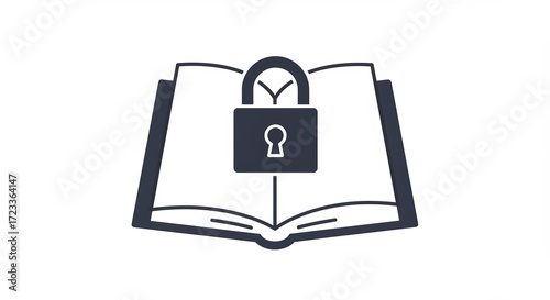 Secure knowledge concept open book with padlock icon symbolizing privacy and data protection