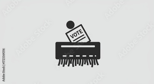 Vote being shredded, symbolizing election manipulation or destroyed ballots