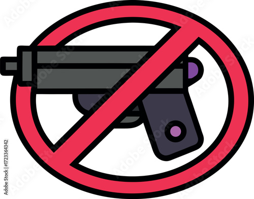 no gun icon, prohibition gun doodle, ban weapon cartoon, stop firearm doodle, no shooting sign, handgun ban doodle, restricted weapon cartoon, warning gun icons, not allowed weapon doodle, cartoon no 