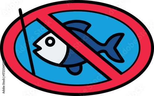 no fish icon, prohibition fish doodle, ban fishing symbol, stop fish cartoon, marine ban doodle, no seafood icon, not allowed fish doodle, prohibition marine doodle, restricted fishing cartoon, warnin