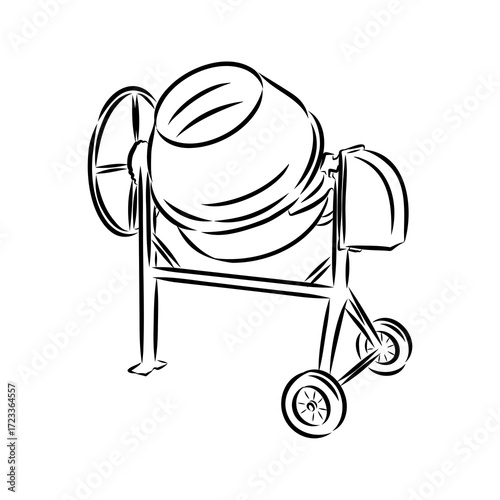 concrete mixer construction, vector sketch