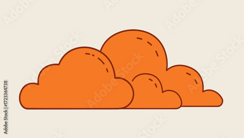 Stylized Orange Clouds Illustration. Minimalist graphic design element depicting a group of cartoonish clouds for weather or sky concepts.