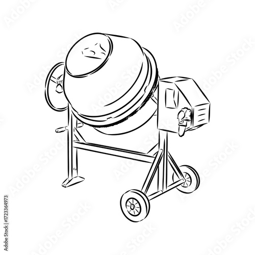 concrete mixer construction, vector sketch