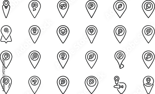 LINE, Meetup, Tumblr, Quora, Slack, Location Pin, Phone Call, Video Play, and Chat Bubble Symbols on White Background – Modern Minimalist Vector Bundle