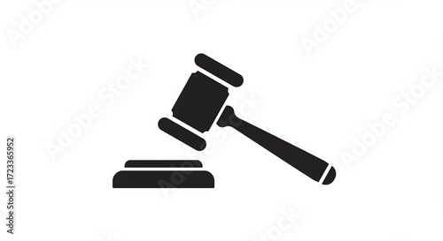 Black gavel icon symbolizing justice, law, and legal decisions on a white background