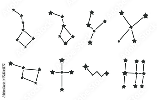 Astrological zodiac constellations on dark background