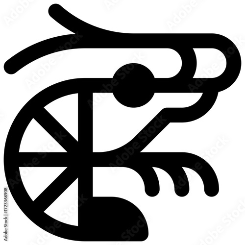 Krill. Outlined stroke vector icon with black-filled details.