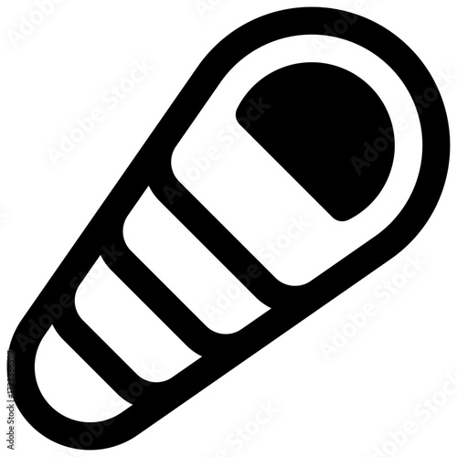 Sleeping bag. Outlined stroke vector icon with black-filled details.