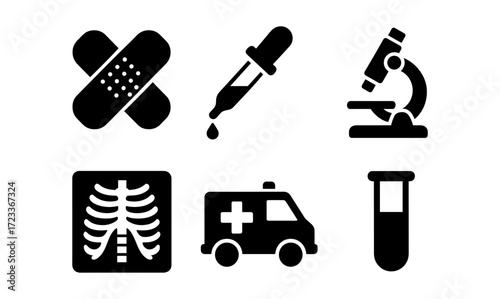 Essential medical icons collection for healthcare and laboratory design