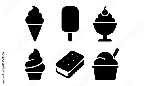 Ice cream collection: silhouette icons for dessert lovers' design