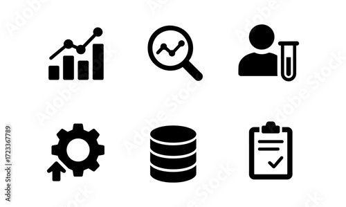 Data analysis icons set for digital reports and presentation design