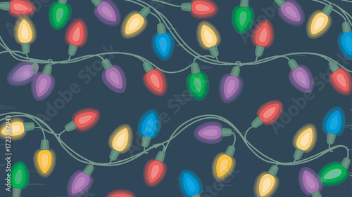String Lights Pattern on Dark Background for Festive Illumination and Holiday Ambiance