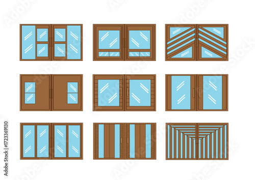 wooden window with glass design on white background illustration vector