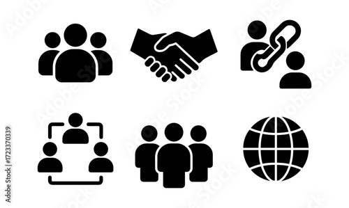 Global cooperation and connection icons for collaborative projects and teamwork design