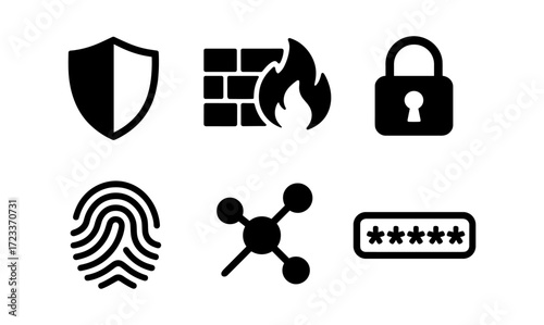 Comprehensive cybersecurity icons set for digital security and privacy design