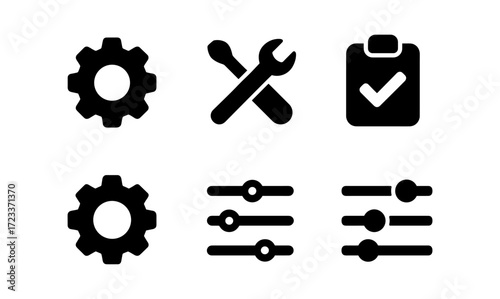 Configuration and adjustment icons for user interface design and development